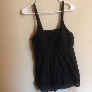 CROFT & BARROW 14 Tankini Swim Top Black Cami